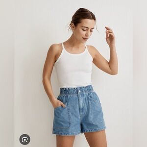 Madewell Denim Pull-On Paperbag Utility Shorts in Arcwood Wash